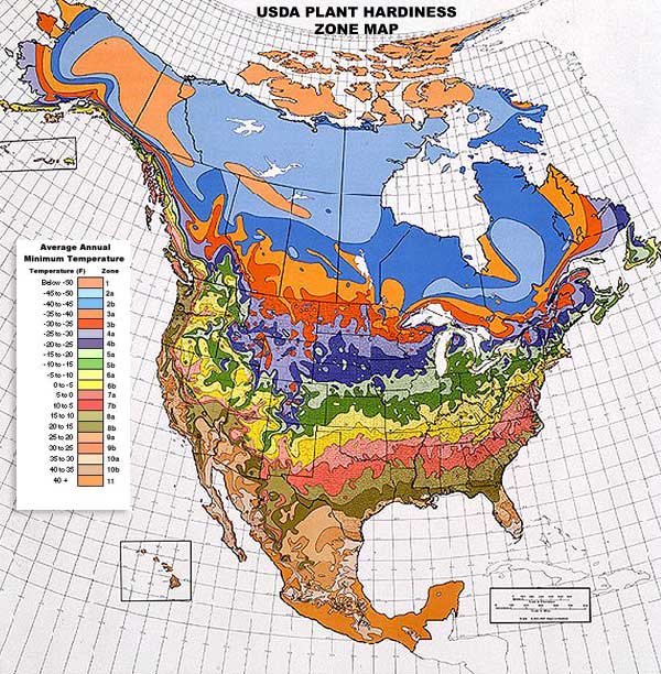 hardiness zone map. States Hardiness Zone Map